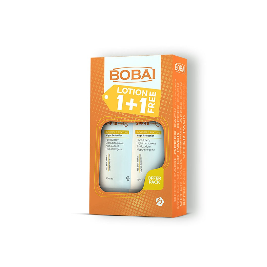 لوشن واقي من الشمس بوباي SPF45 120 مل 1+1 عرض ترويجي