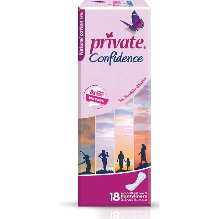 حفاضات داخلية خاصة Private Confidence Pantyliners مقاس 21 سم، عبوة من 18 حفاضة.