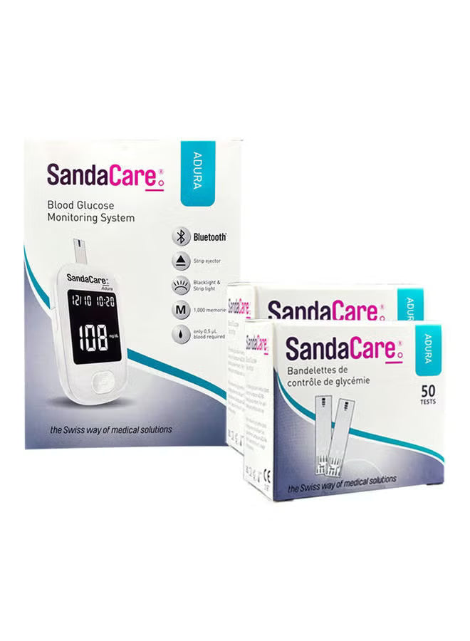 SANDACARE BLOOD GLUCOSE MONITOR ADURA +110 STRIP