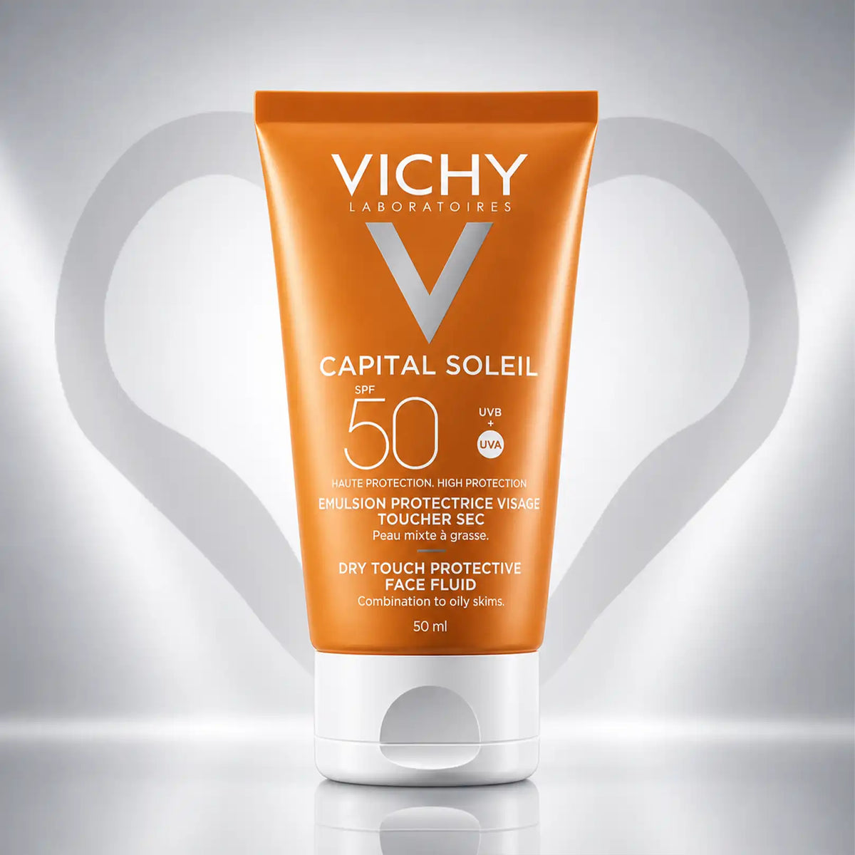 Vichy Capital Soleil Dry Touch Face Fluid SPF 50 Duo Pack (2 x 50ml) – Mattifying Invisible Sunscreen for Oily & Combination Skin, Anti-Shine Finish, Great Value Twin Pack