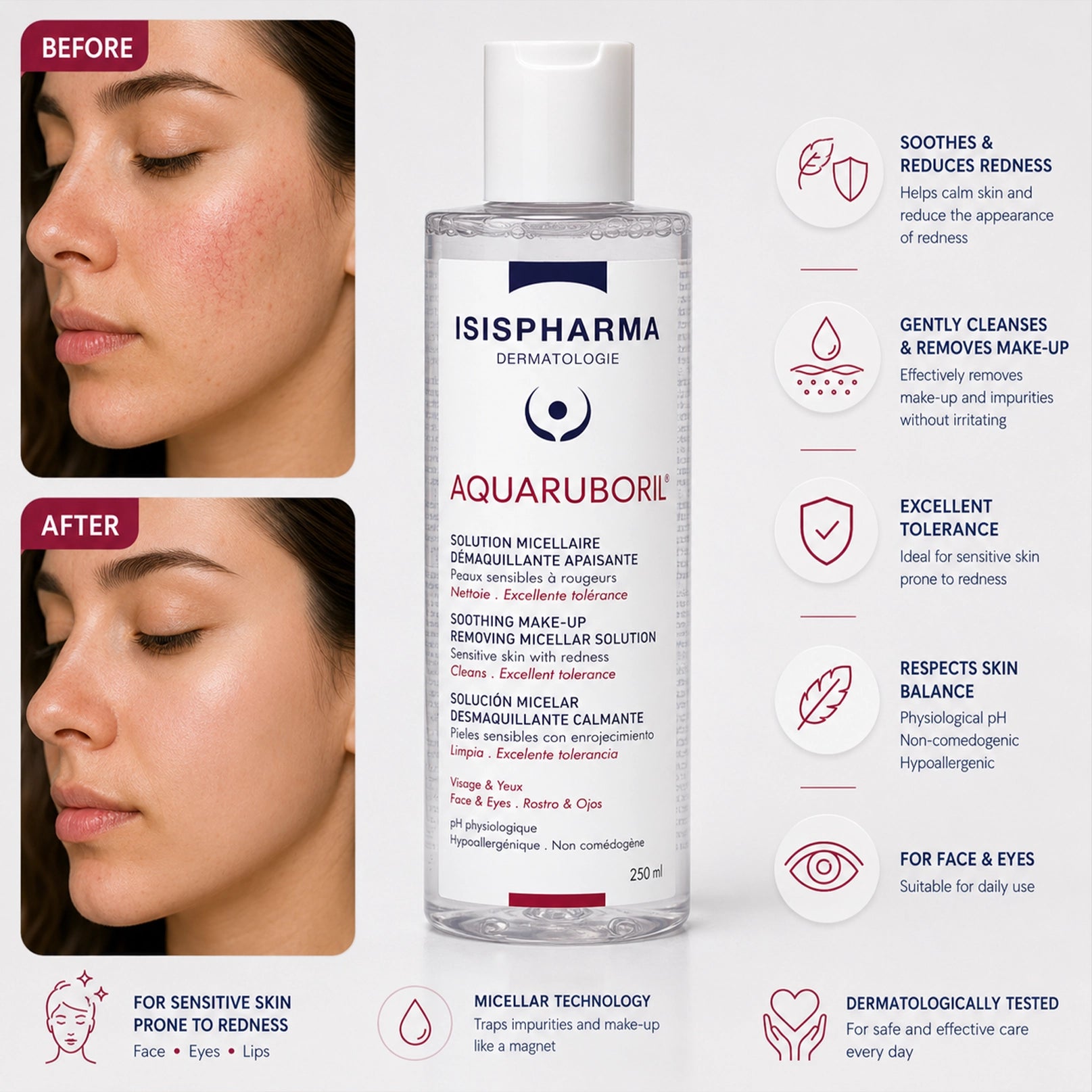 Isis. Aqua Ruboril Micellar Sensitive Skin 250ml