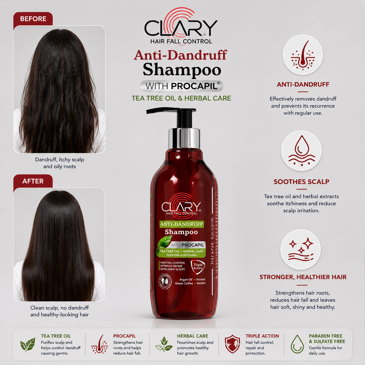 Clary Anti-Dandruff Hair Shampoo 300ml