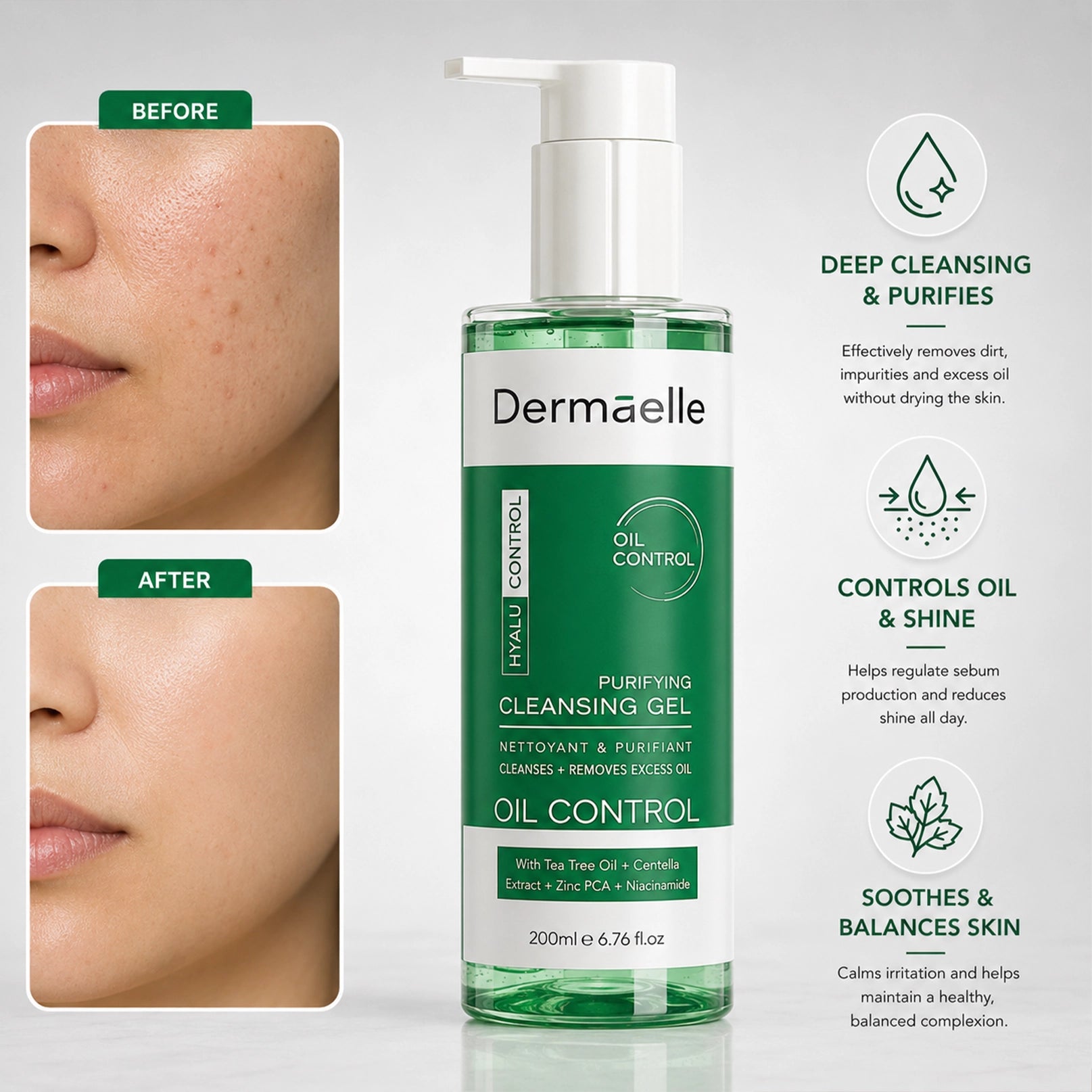 Dermaelle Hyalubalance Sebum Cleans 200ml