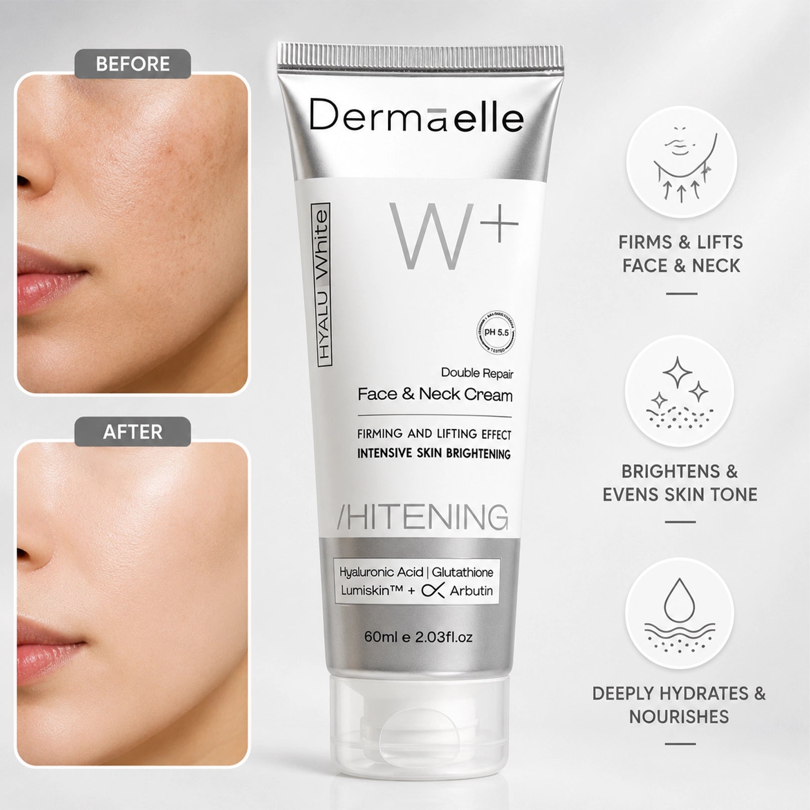 Dermaelle Hyaluwhite Face and Neck Cream 60ml