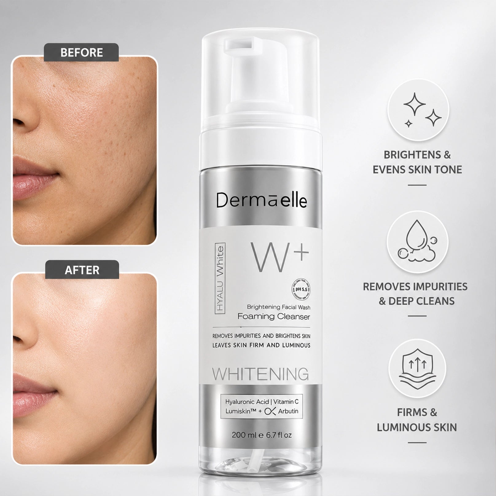 Dermaelle Hyaluwhite Foaming Cleanser 200ml