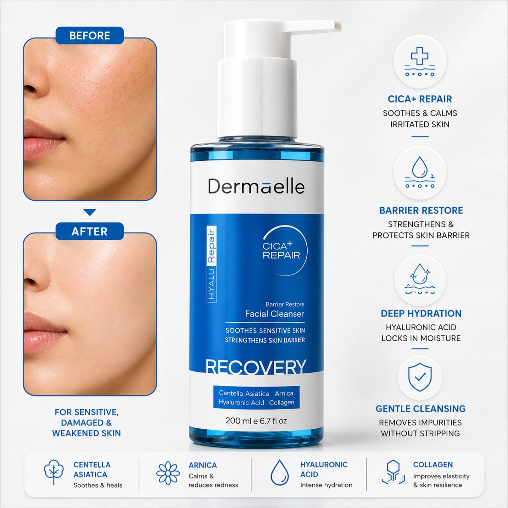 Dermaelle Hyalurepair Cica Facial Cleans 200ml