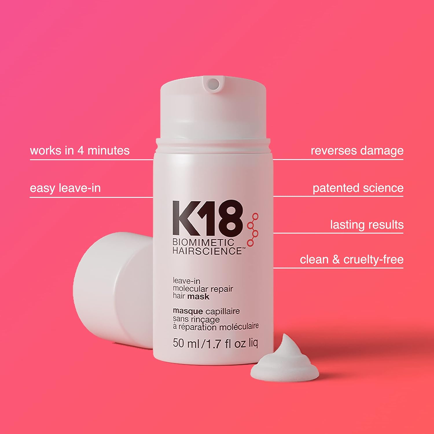 K18 LEAVE-IN MOLECULAR REPAIR HAIR MASK 50ML