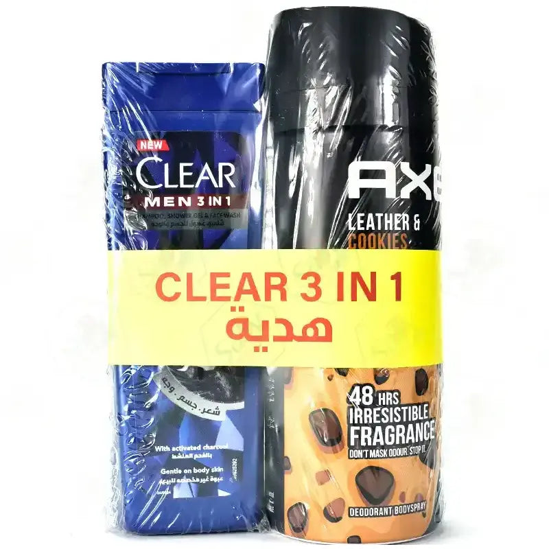 بخاخ الجسم Axe 150 مل بسكويت + شامبو شفاف 90 مل  (عرض خاص)