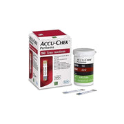 Accu-Chek Performa test strips packaging with a container on a white background