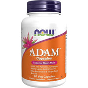 A bottle of 'Adam Male 90CAP' by Now, which contains 90 vegetable capsules .