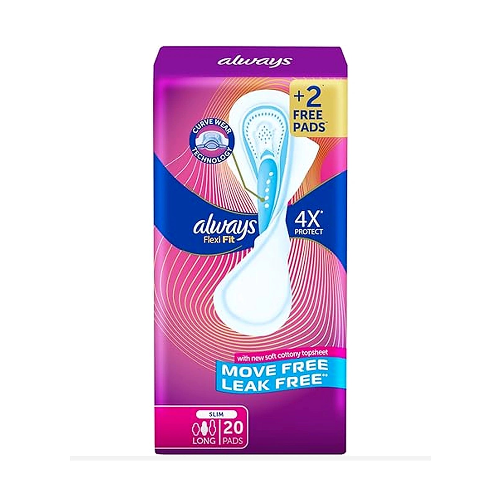 Always Flexi Fit Slim Cotton Long 20Pcs