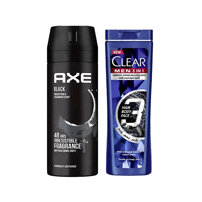 Axe Body Spray 150ml Black +Clear Sh 90mlL Off