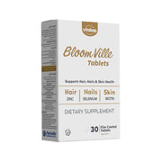 Box of BloomVille Tablets dietary supplement on a white background