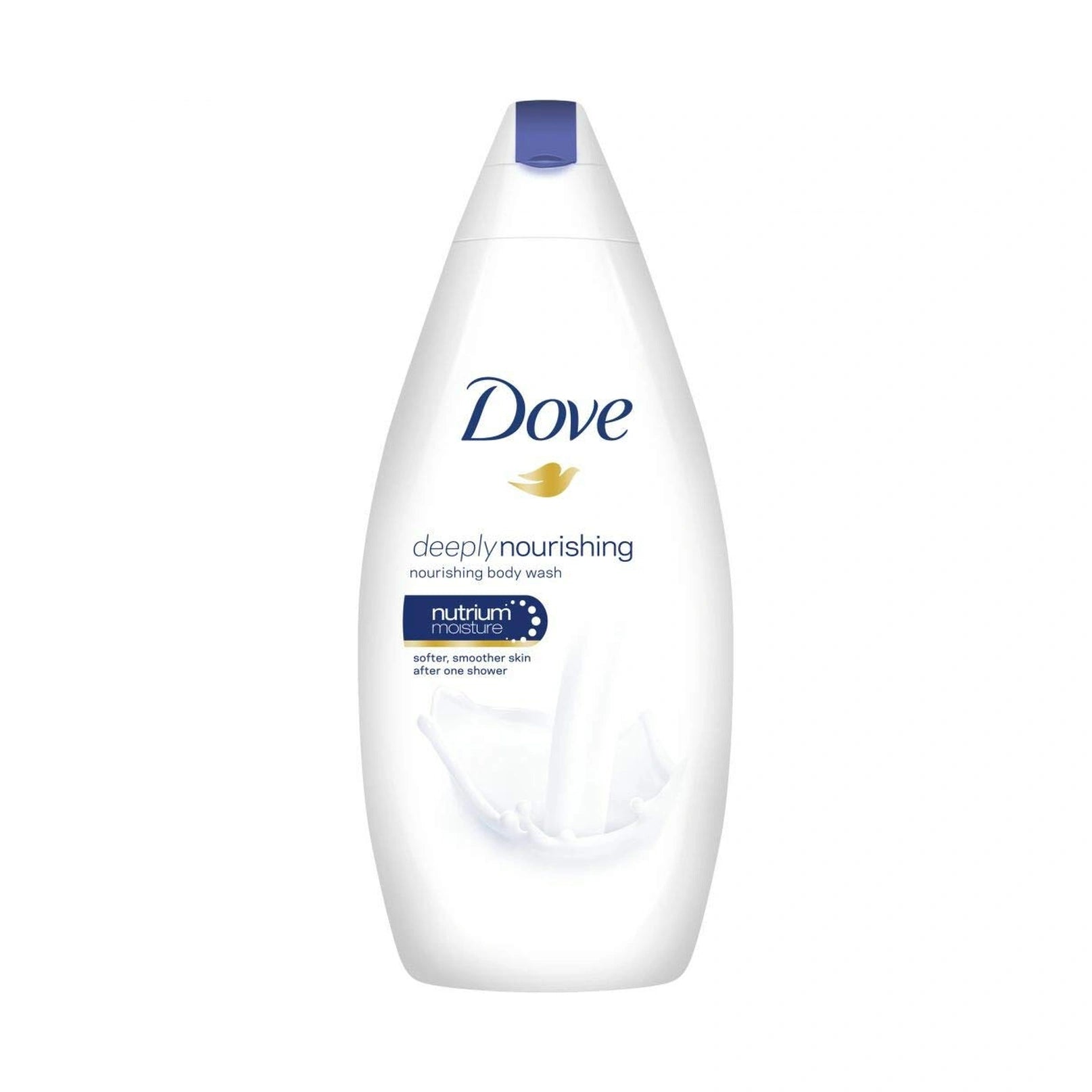 Dove deeply nourishing body wash bottle on a white background