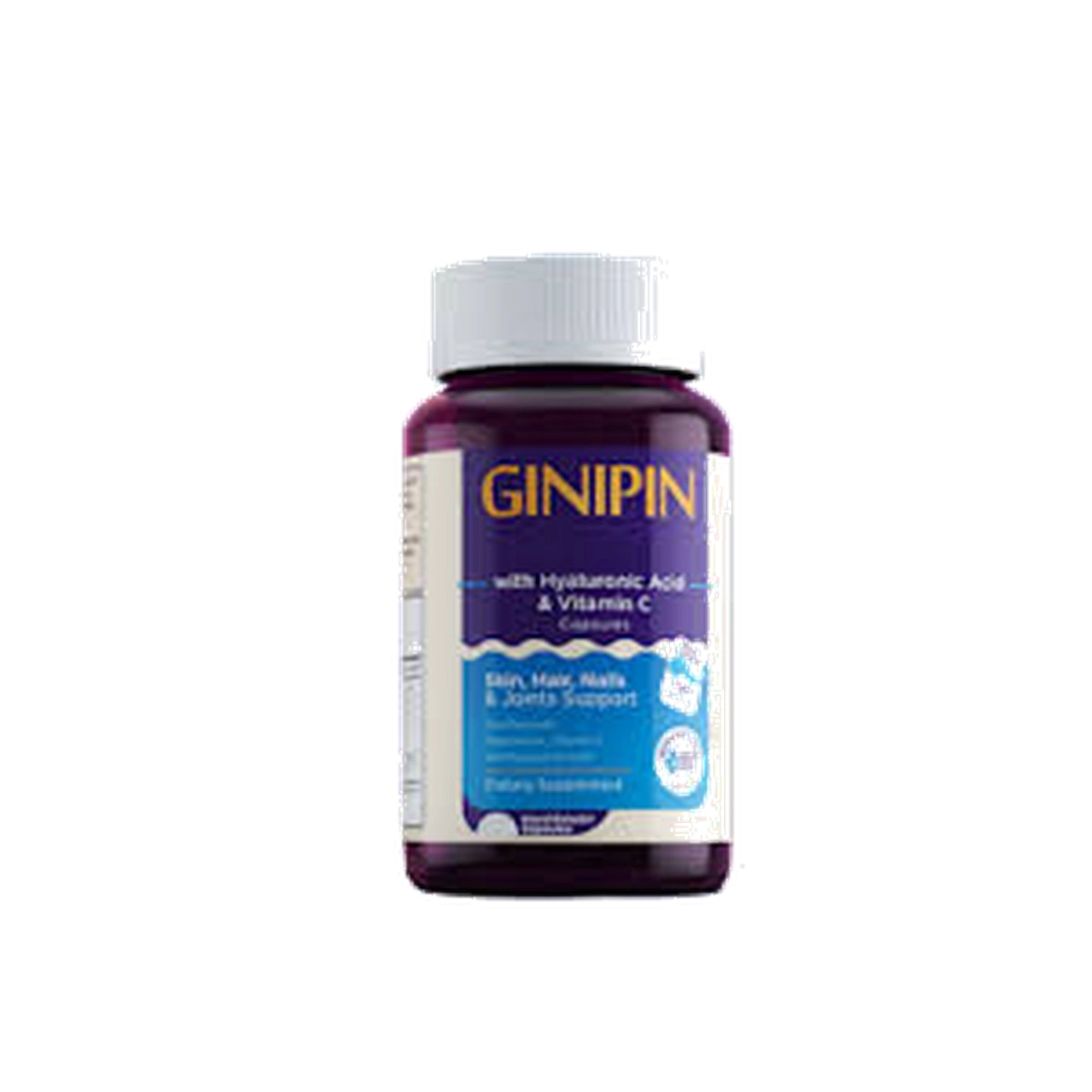Bottle of Ginipin supplement on a white background