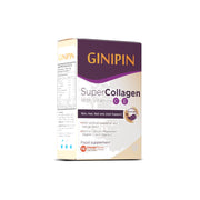 Ginipin Super Collagen with Vitamins C & E supplement box on a white background
