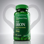 Puritan’s Pride Easy Iron (Iron Glycinate) 28mg – 90 Capsules