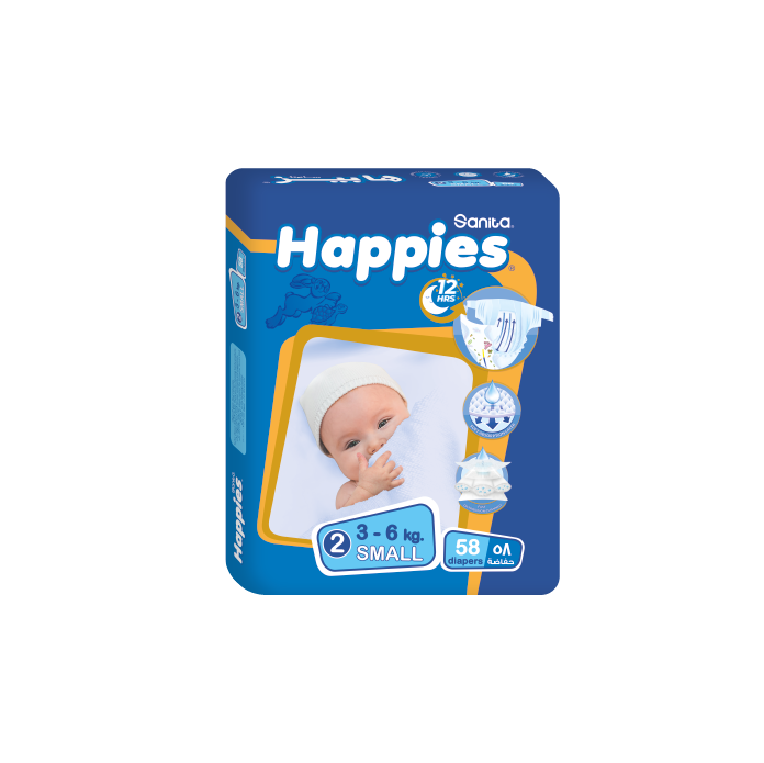 SANITA HAPPIES BABY DIAPERS NO.2 58PCS