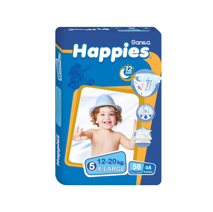 SANITA HAPPIES BABY DIAPERS NO.5 58PCS