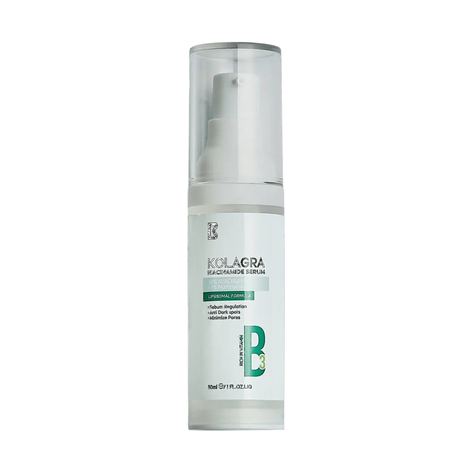 Kolagra serum bottle on a white background