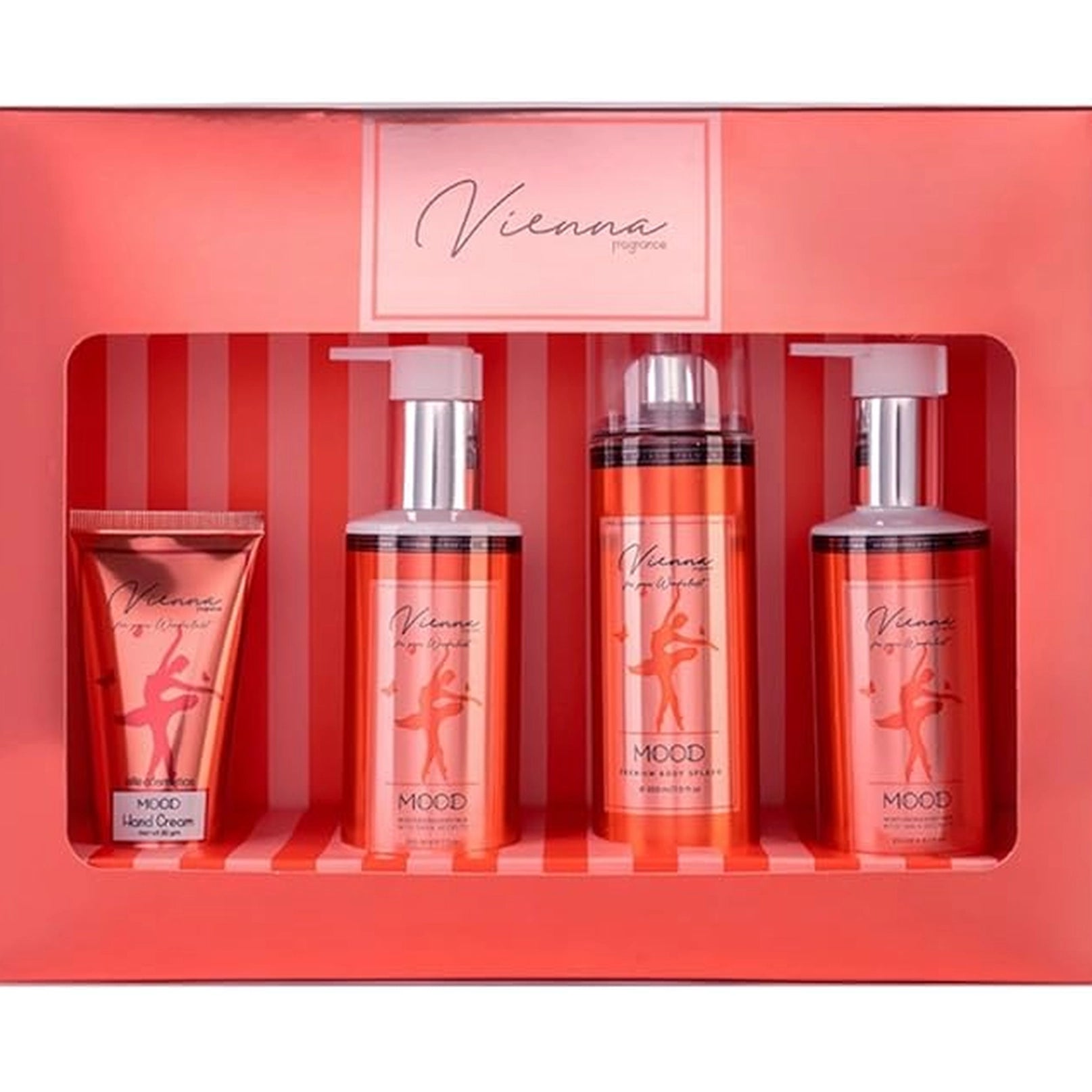 Set of skincare products in a decorative box with 'Vienna' branding.