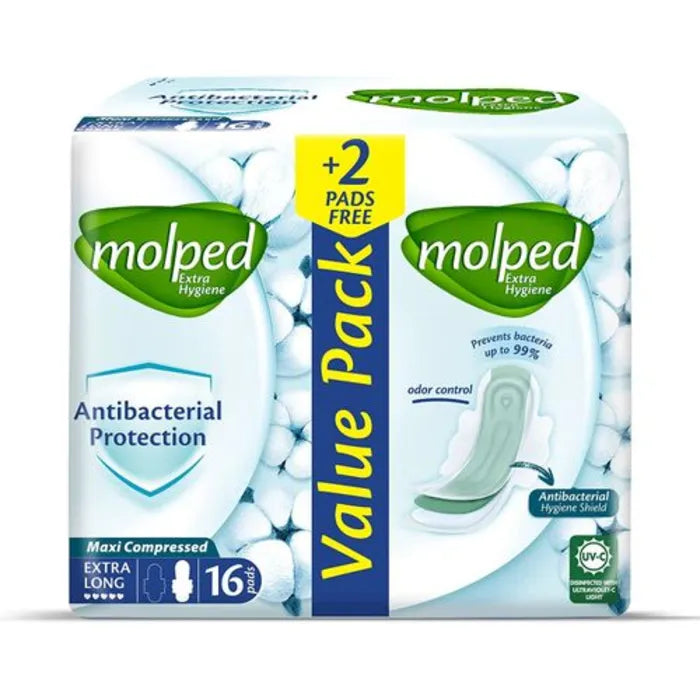 Molped Antibacterial Maxithick EX.LONG 16PAD