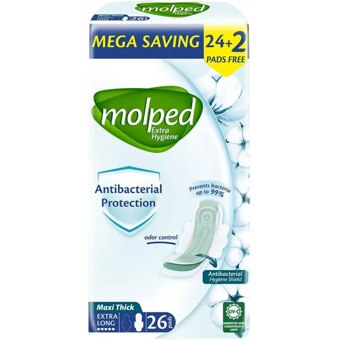 Molped Antibacterial Maxithick EX.LONG 26Pad