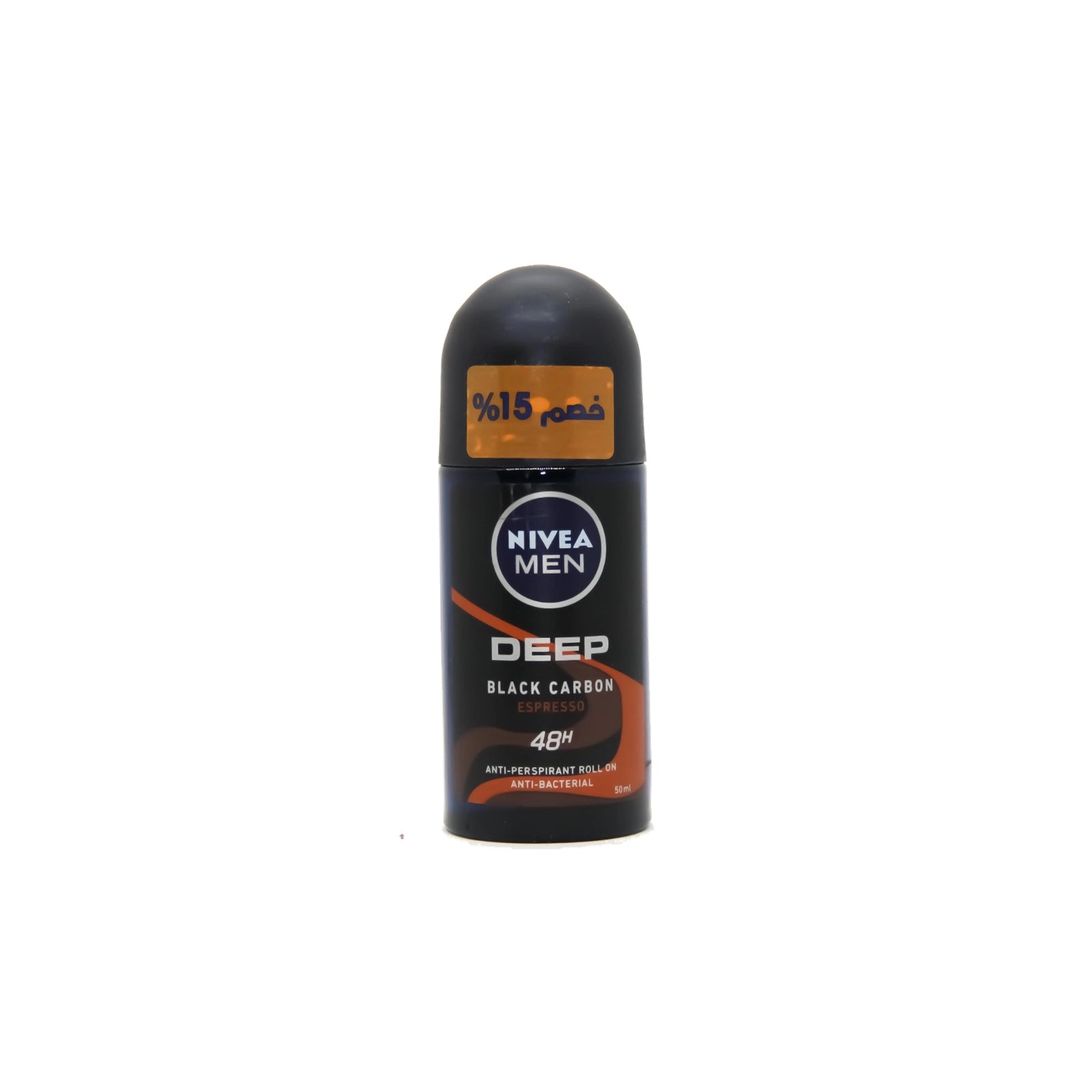 Nivea Men Deep Black Carbon deodorant roller on a white background