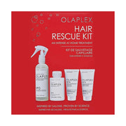 Olaplex Hair Rescue Kit set including No.0 bond builder spray, No.3 hair perfector treatment, No.4 shampoo and No.5 conditioner