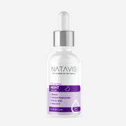 Natavis skincare serum bottle on a white background