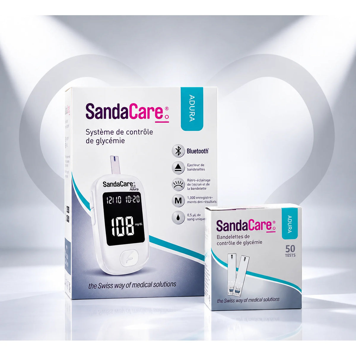 SANDACARE BLOOD GLUCOSE MONITOR ADURA +50STRIP